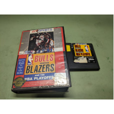 Bulls Vs Blazers and the NBA Playoffs Sega Genesis Cartridge and Case