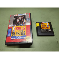 Bulls Vs Blazers and the NBA Playoffs Sega Genesis Cartridge and Case
